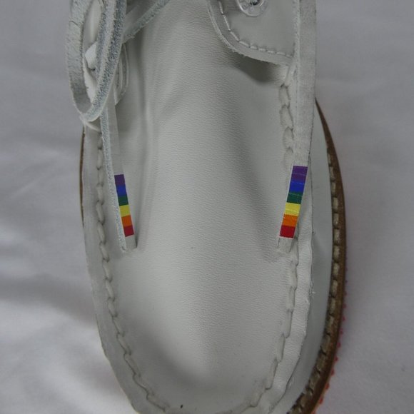 NEW Sperry Top Sider PRIDE Womens Leather Boat Shoes 5.5, 7.5 White STS87613 - Picture 8 of 9